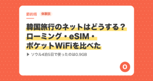 【体験談】韓国旅行のネットはどうする？ローミング・eSIM・ポケットWiFiを比べた｜ソウル4泊5日で使ったのは0.9GB