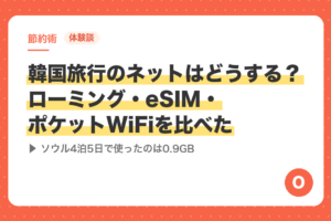 【体験談】韓国旅行のネットはどうする？ローミング・eSIM・ポケットWiFiを比べた｜ソウル4泊5日で使ったのは0.9GB